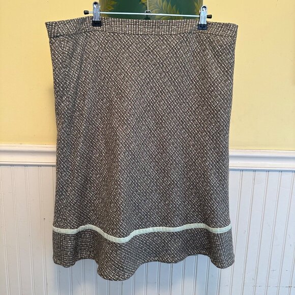 Gap plus size vintage y2k tweed skirt tan blue accent wool blend 16 - Picture 1 of 7